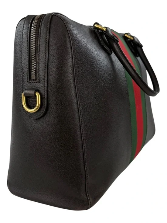Gucci Calfskin Leather Medium Web Stripe Satchel Bag - Picture 3 of 13